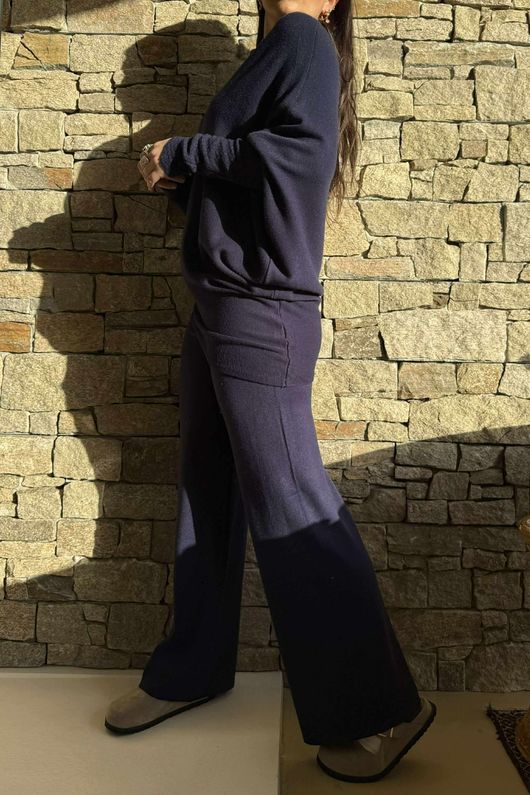 Elbury Huggle Luxury Knit Co Ord Set Navy /50=